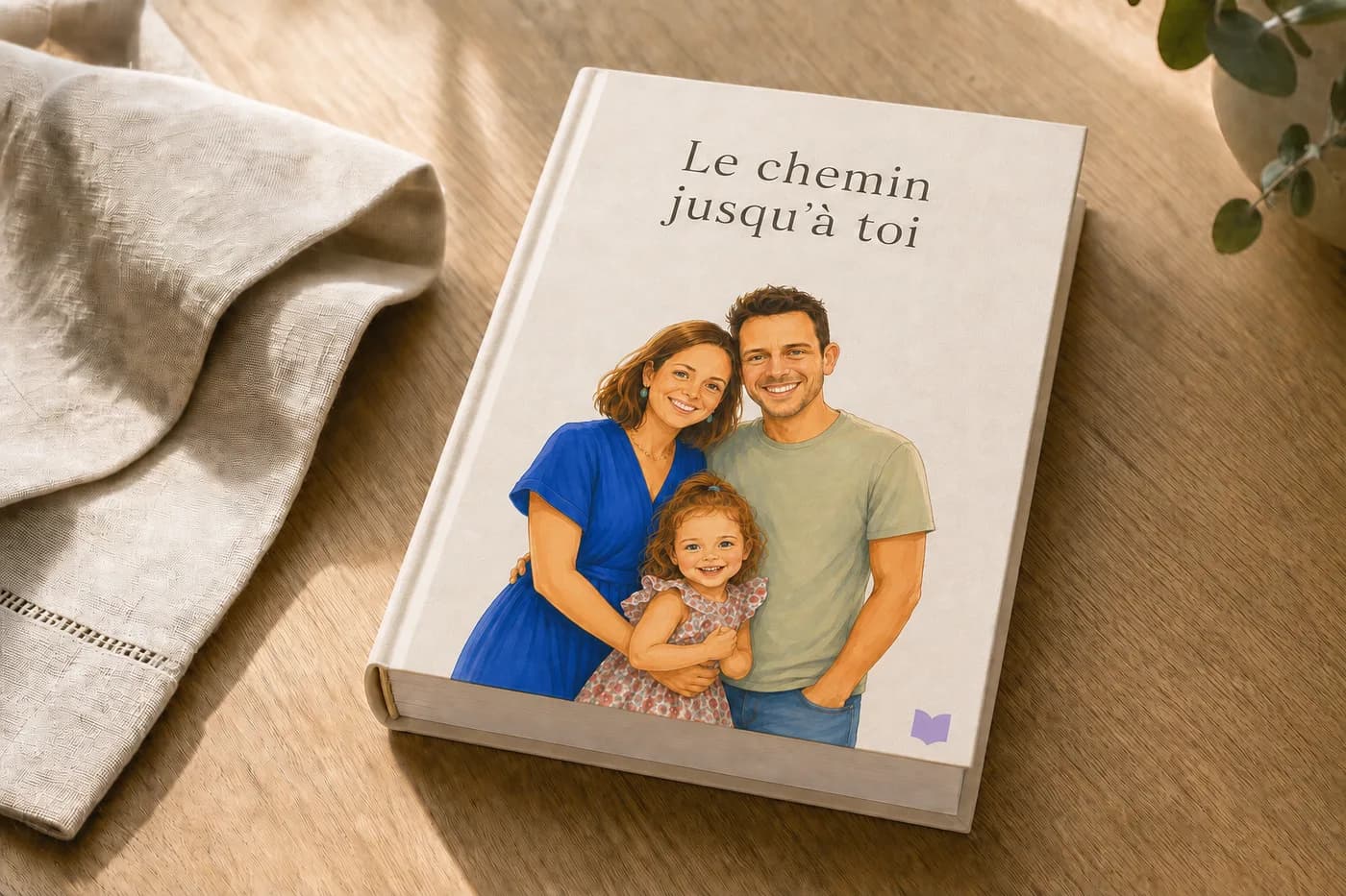 Le livre Storynous « Le chemin jusqu'à toi », au format royal 16 × 24 cm avec une couverture rigide